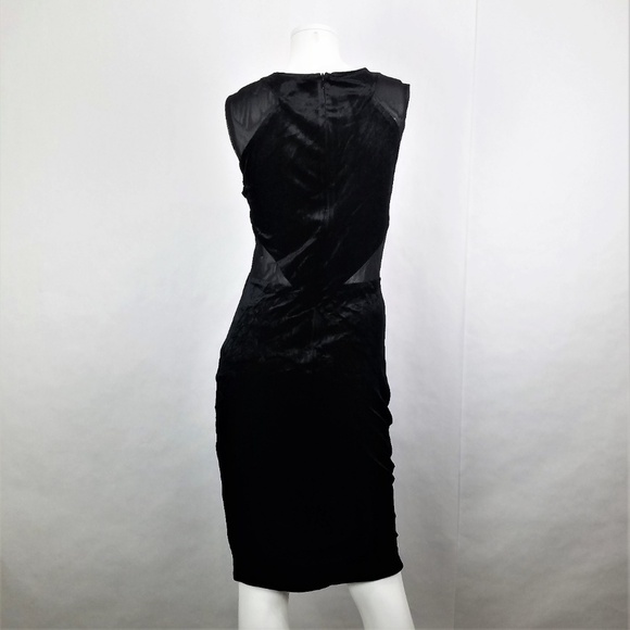 French Connection Black Viven Velvet Body-Con Dress NWT Size 6 - Picture 4 of 7